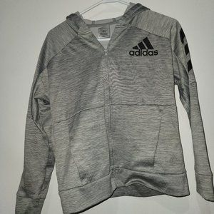 Adidas Youth Boys Gray Zip Up Hoodie (Medium - Size 10/12)